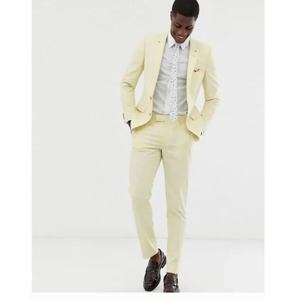 Elegant Men's Slim Fit Two-Piece Wedding Jacket and Pant Set Formal Party Single-breasted Notch Lapel Blazer - Image 4