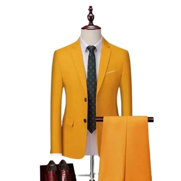 Men's Slim Fit Yellow Suits Formal Outfit for Men High-end, luxury, single-breasted, notch-lapel men's clothing - Image 4