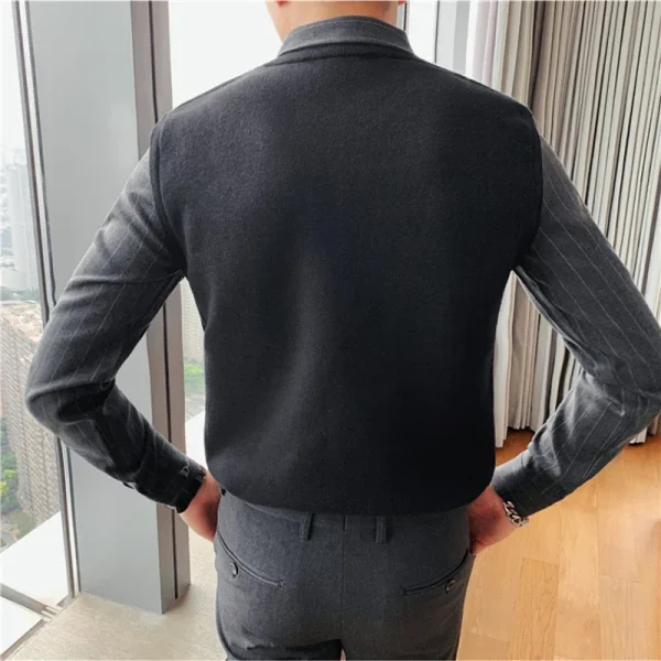 Men’s Fall and Winter Shirt Collar Fake Two-Piece Sweaters, Youth Fashion Knitwear, Business Casual, Shirt Sleeve - Image 4