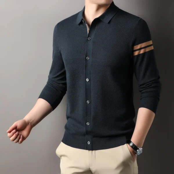 Premium men's long-sleeved, warm sweater for the fall, pullover for everyday wear, and stretchable
