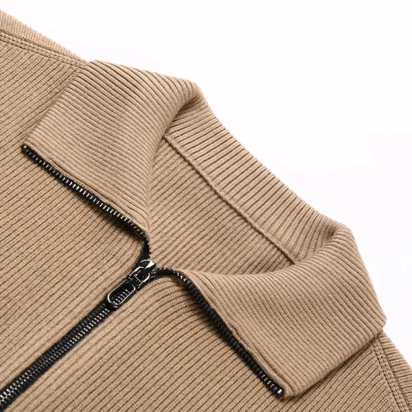Guaranteed Zipper Product Quality Warm Cardigan Men's High Neck Daily Commute Sweater for Autumn and Winter.Knit Sweater with Stripes - Image 4