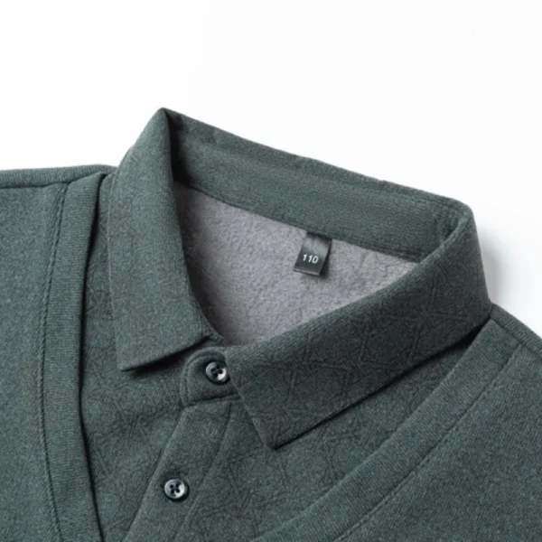 Men's Polo Shirt, Business High-End Pullover, Plaid Shirt Collar Thickened Sweater, Premium Fabric - Image 3