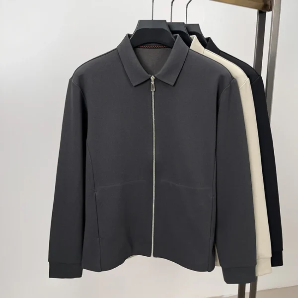 Men's Stretchy Knitted Zip-up Cardigan in Solid Color, Perfect for Everyday Commuting in the Fall and Winter. - Image 2