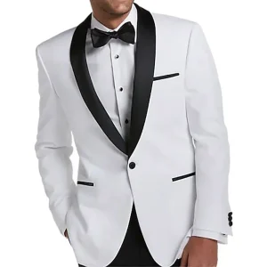 Black Shawl Lapel Slim Fit Coat One Piece Black Shawl White One Button Men's Suit Elegant Wedding Blazer Luxury Men's Clothes