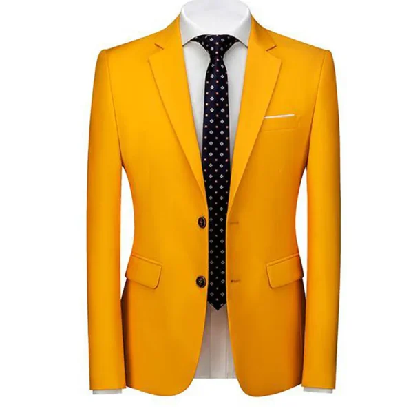 Men's Slim Fit Yellow Suits Formal Outfit for Men High-end, luxury, single-breasted, notch-lapel men's clothing - Image 2
