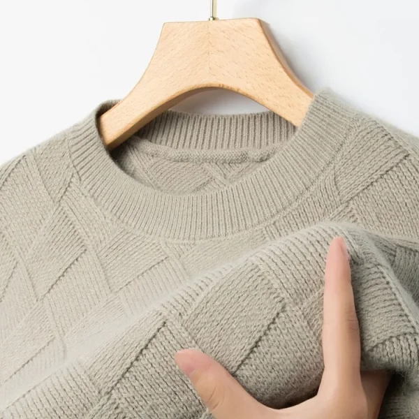 Grid of Solid Colors Premium Men's Warm Bottomed Pullover Sweater with a Loose Casual O-neck for Fall and Winter. - Image 7