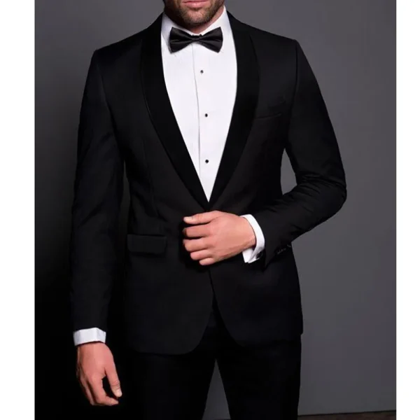 Premium Men's Two-Piece Set of Formal Business Jackets and Pants with One Button, Velvet Shawl, Lapel, and Slim Fit Homme - Image 3