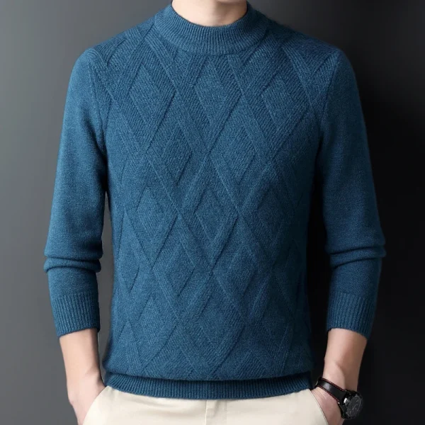 Stretchable solid color base shirt, thick, warm turtleneck sweater with an O-neck that is perfect for daily commuting - Image 2