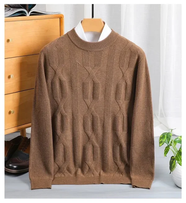 Premium Men's Autumn and Winter Warm Sweater, O-neck Solid Color Pullover Sweater, Daily Slim-fit Bottoming Shirt. - Image 9
