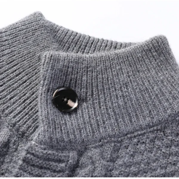 A trendy long-sleeved cardigan with a half-high collar, this new men's knitted sweater has retro twist. - Image 5