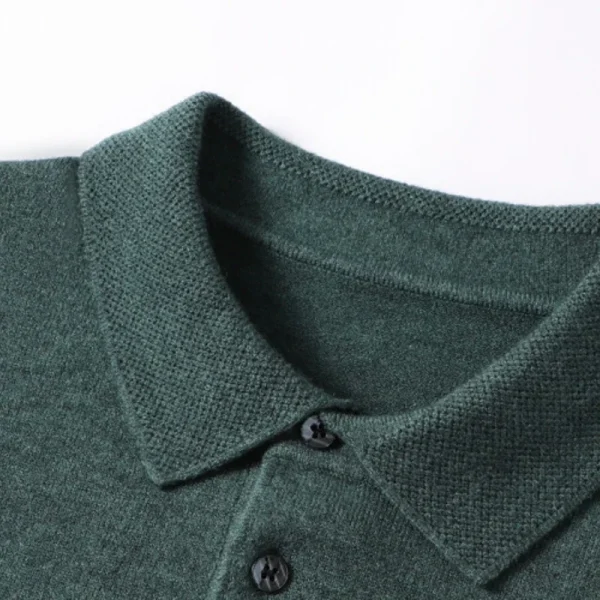 Men's long-sleeved, solid-colored, business casual sweater in the new autumnal style of 2025 A adaptable, elastic, and warm polo shirt - Image 3