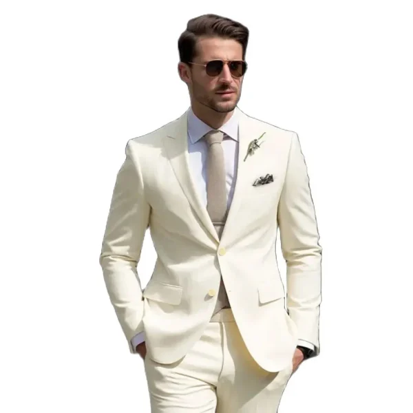 Elegant Men's Suit Wedding Groom Attire Elegant Two-Piece Jacket Pants with a Single Breasted Notch Lapel Terno - Image 4