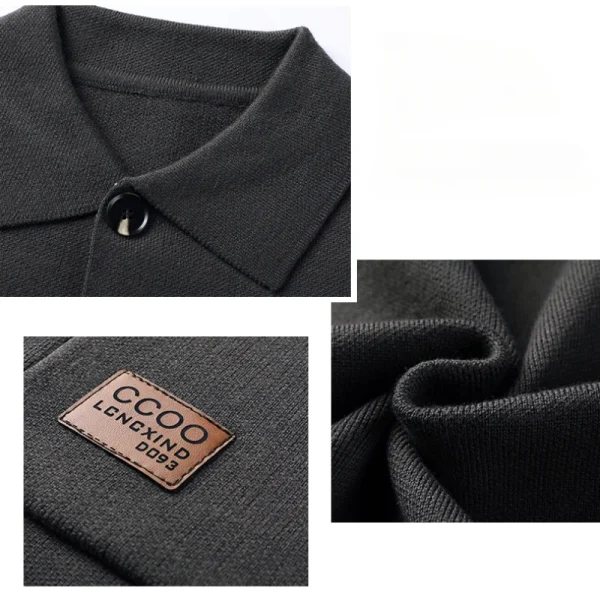 New Men's Long-Sleeved Sweater Youth Popularity Cardigan for Fall and Winter Men's Youth Thin Coat with Lapel Sweater Knitwear - Image 5