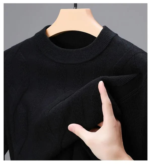 Premium Men's Autumn and Winter Warm Sweater, O-neck Solid Color Pullover Sweater, Daily Slim-fit Bottoming Shirt. - Image 12