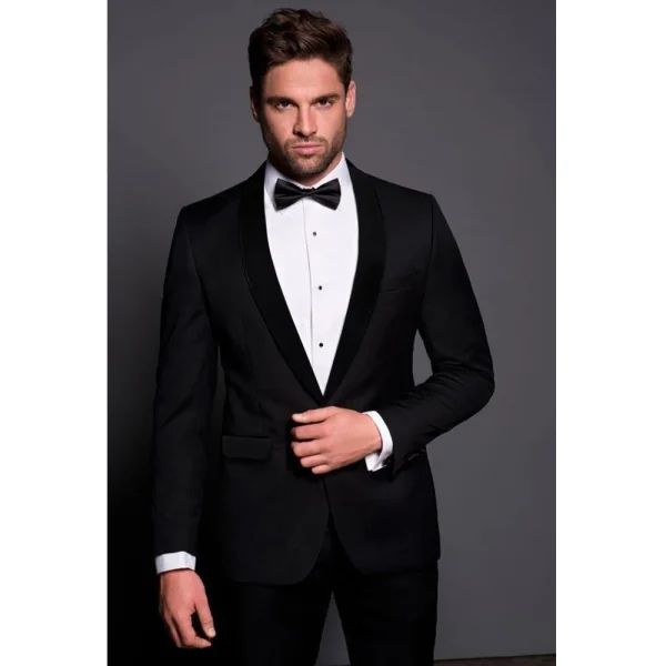 Premium Men's Two-Piece Set of Formal Business Jackets and Pants with One Button, Velvet Shawl, Lapel, and Slim Fit Homme - Image 2