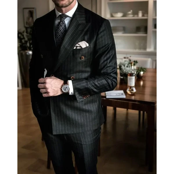Exquisite Men's Clothing Terno: Regular Length Double Breasted Peak Lapel Flat Front Two-Piece Jackets - Image 2