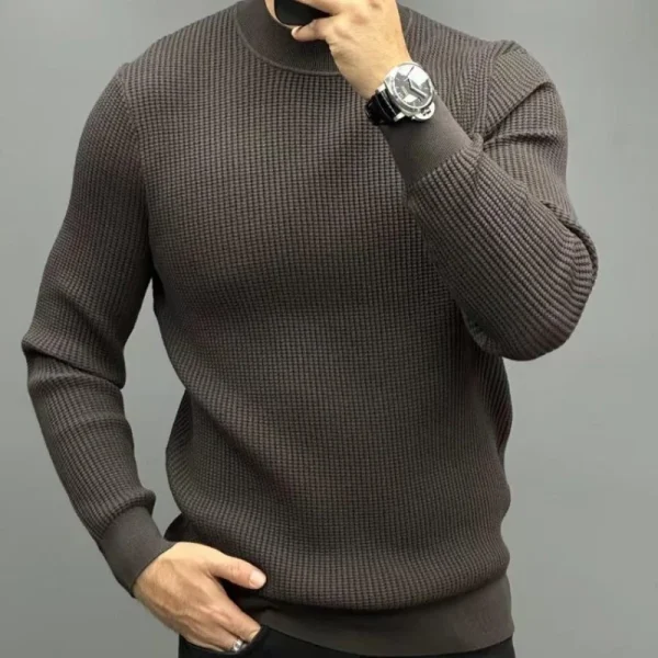 Superior Men's Solid Color Long-Sleeved O-neck Sweater, Ideal for Everyday Casual Wear in the Fall and Winter. - Image 2