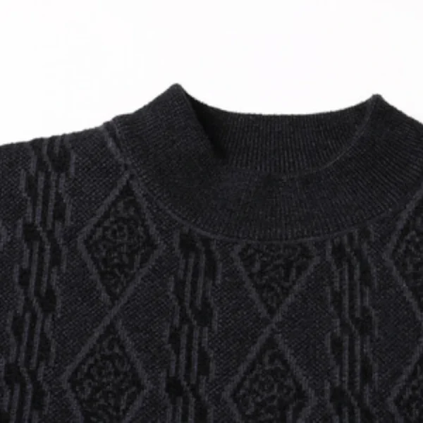 Stretchable knit sweater with a geometric pattern, perfect for work casual wear. - Image 4
