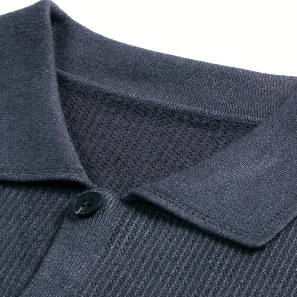 Excellent Men's Lapel Single-breasted Button Autumn Sweater, Delicate Hollow Knit Cardigan, Versatile Knitwear for Everyday Wear. - Image 2