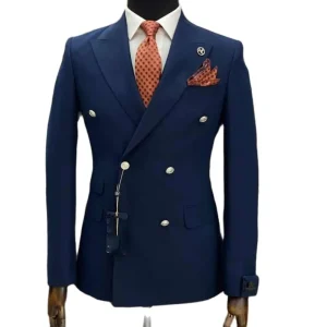 Elegant Men's Suits Superior Double-breasted, Peak-lapel, Regular-Length Slim Wedding Jacket and Pants for Men