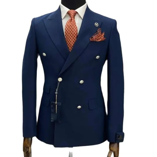 Elegant Men's Suits Superior Double-breasted, Peak-lapel, Regular-Length Slim Wedding Jacket and Pants for Men
