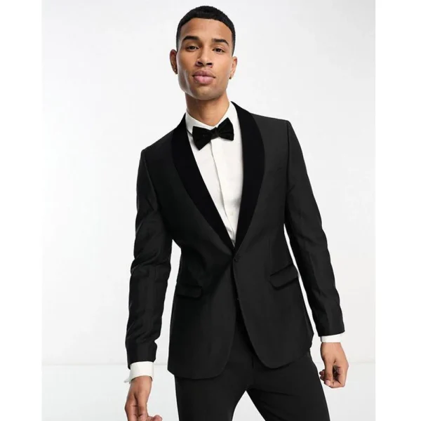 Premium Men's Two-Piece Set of Formal Business Jackets and Pants with One Button, Velvet Shawl, Lapel, and Slim Fit Homme - Image 4