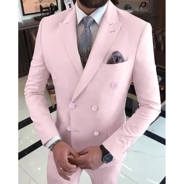 High Street Gentlemen's Two-Piece Jacket and Pant Sets with Double Breasted Peak Lapels for Prom Parties - Image 2