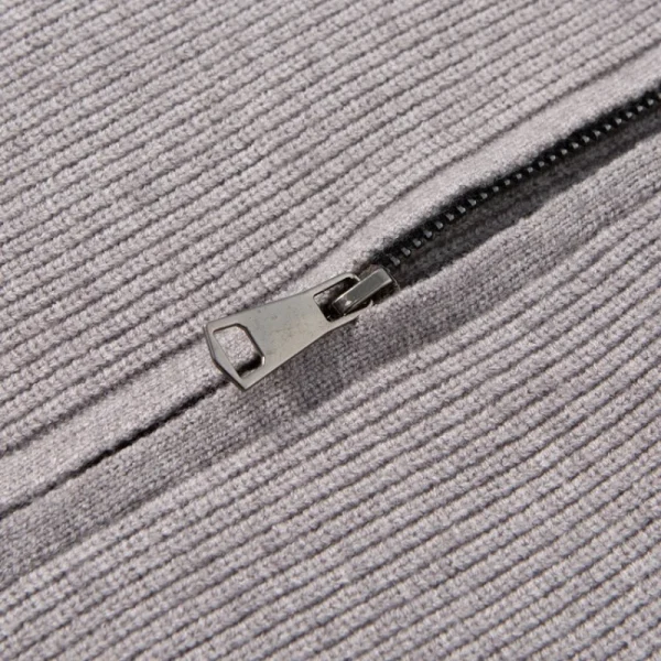 Half-high collar knitted cardigan, zipper men's autumn and winter warm long-sleeved sweater daily loose casual knit jacket - Image 4