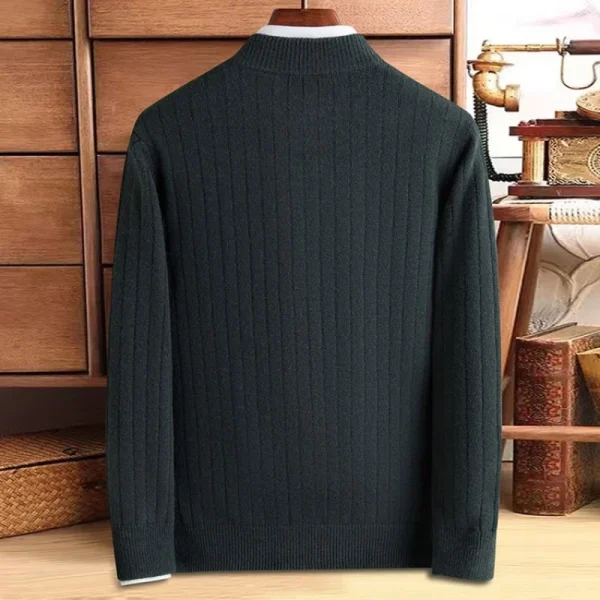 New 2024 Men's Stretchable Warm Knit Cardigan, Half High-collar Zip Knit Autumn and Winter Sweater for Daily Commuters. - Image 2