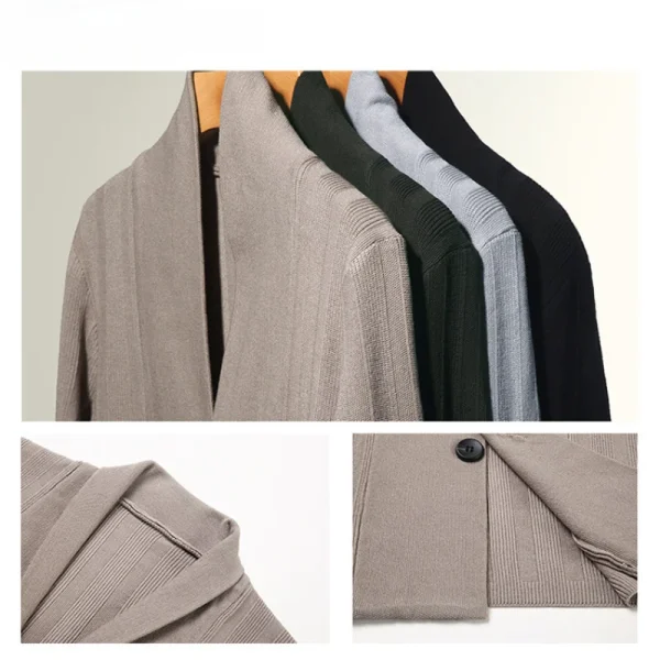 Superior Men's Knitted Sweater, Spring and Fall Knitted Cardigan, Everyday Use, Stylish Travel Coat - Image 4