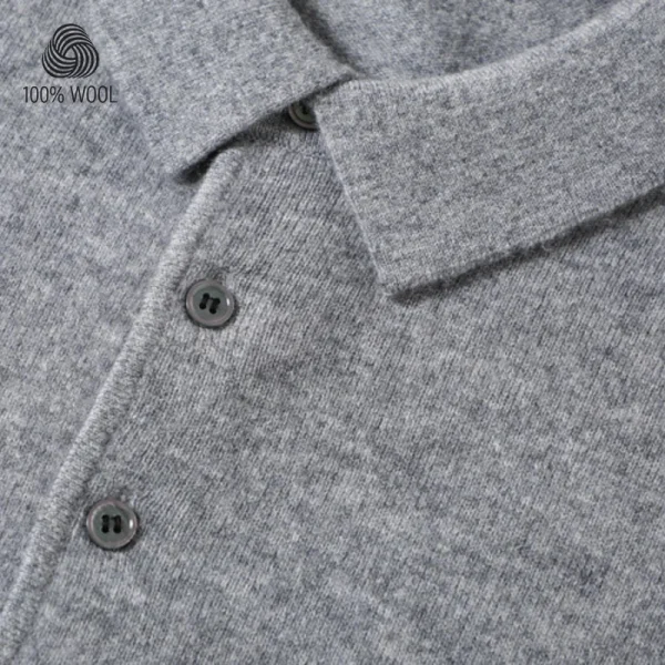 All-wool, Premium Men's Pullover Knitted Sweater, Business Casual Stretchable Polo Shirt, Fall/Winter. - Image 2