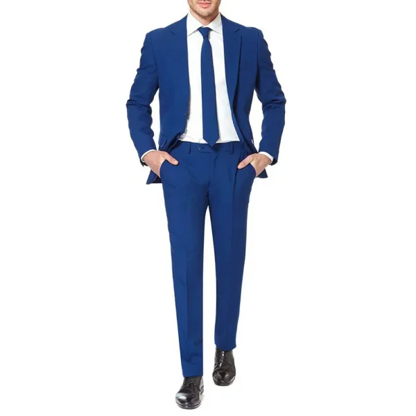 Slim-fitting blue suits for men Notch Lapel Skinny Two-Piece Outfits with a Single Breast Casual Workwear for the Office Men's Terno Blazer Costume - Image 2