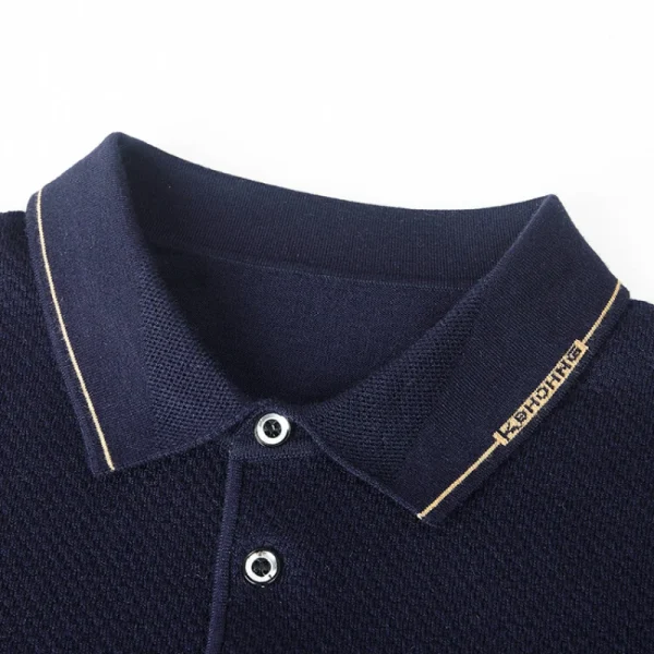 Superior Solid Color Business Casual Warm Men's Polo Shirt for Fall and Winter, Stylish Men's Everyday Sweater - Image 4