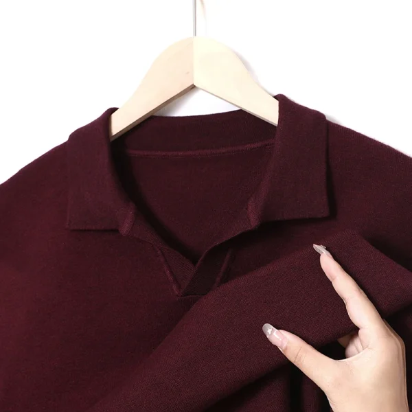 Men's business casual sweater with a V-neck in a plain color, warm ribbed pullover for fall 2025.