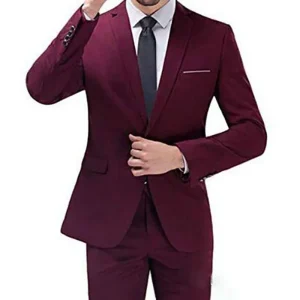 High-quality, single-breasted, notch-lapel, 2025 prom party full set of stylish men's clothing in burgundy slim fits