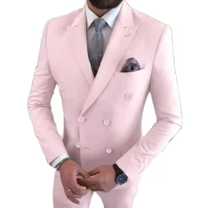 High Street Gentlemen's Two-Piece Jacket and Pant Sets with Double Breasted Peak Lapels for Prom Parties