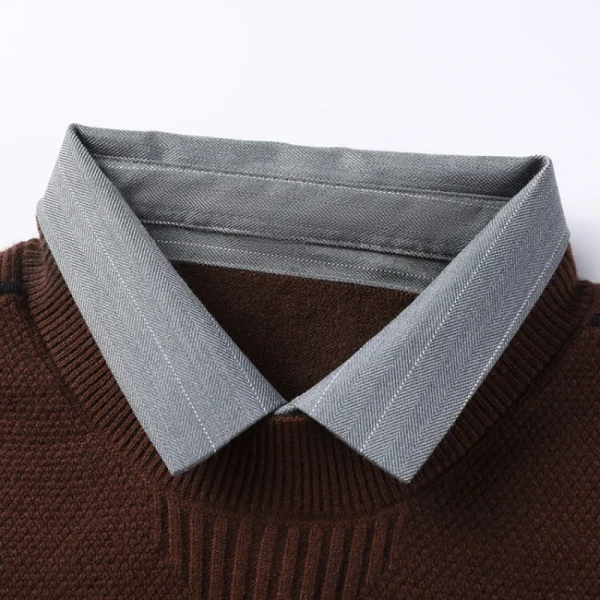 Men's solid color sweater, stretchy and warm for autumn, suitable for business casual daily commute. - Image 2