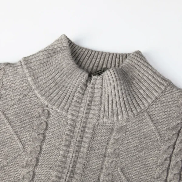 Men's Solid Color Long-Sleeved Warm Pullover, Half-Zip Pullover, Casual Everyday Wear, Premium Knitted Sweater. - Image 3