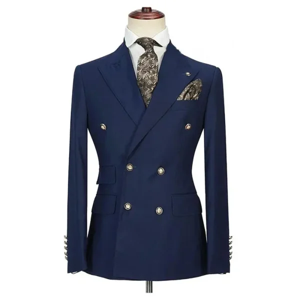 Chic Office Two-Piece Jacket, Double-breasted Peak Lapel, Slim-Fit Wedding Outfit, Blazer, Pants, Terno - Image 2