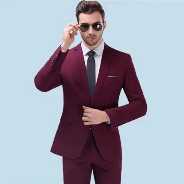 Elegant Men's Suits for a Wedding Groom's Costume Outwear Formal Blazer Homme Two-Piece Jacket with Single Breasted Notch Lapel Slim Fit - Image 2