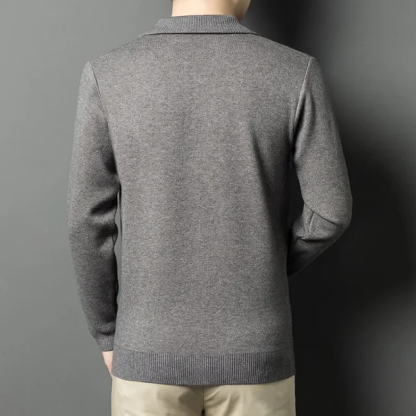 Men's Solid Color Half-zip High-neck Sweater for Autumn 2024 New Knitted Sweater. - Image 3