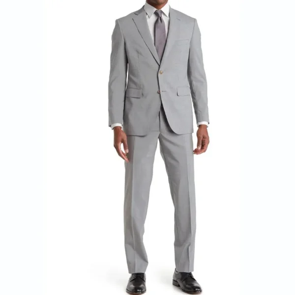 Terno Casual Men's Two-Piece Jacket and Pants Blazer Grey Single-breasted Notch Lapel Slim Fit Wedding Groom Male Outfit - Image 3
