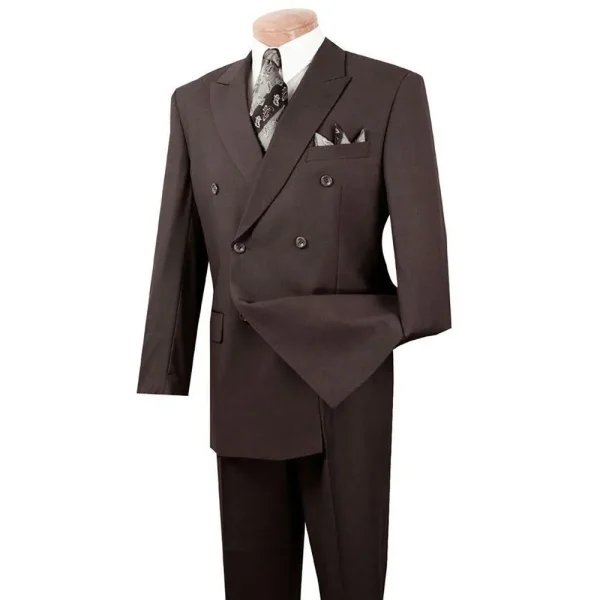 Gentlemen's brown double-breasted suit Male Clothing: Premium Blazer with Peak Lapel Business Smart Casual Two-Piece Jacket and Pants - Image 3