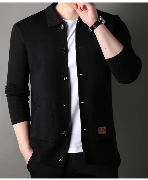 New Men's Long-Sleeved Sweater Youth Popularity Cardigan for Fall and Winter Men's Youth Thin Coat with Lapel Sweater Knitwear - Image 11