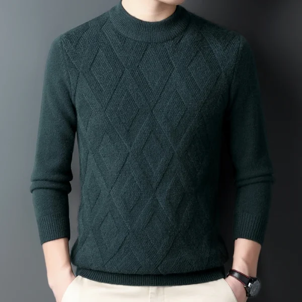 Stretchable solid color base shirt, thick, warm turtleneck sweater with an O-neck that is perfect for daily commuting - Image 3