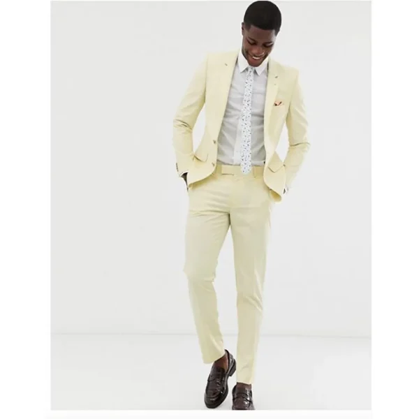 Elegant Men's Slim Fit Two-Piece Wedding Jacket and Pant Set Formal Party Single-breasted Notch Lapel Blazer - Image 2