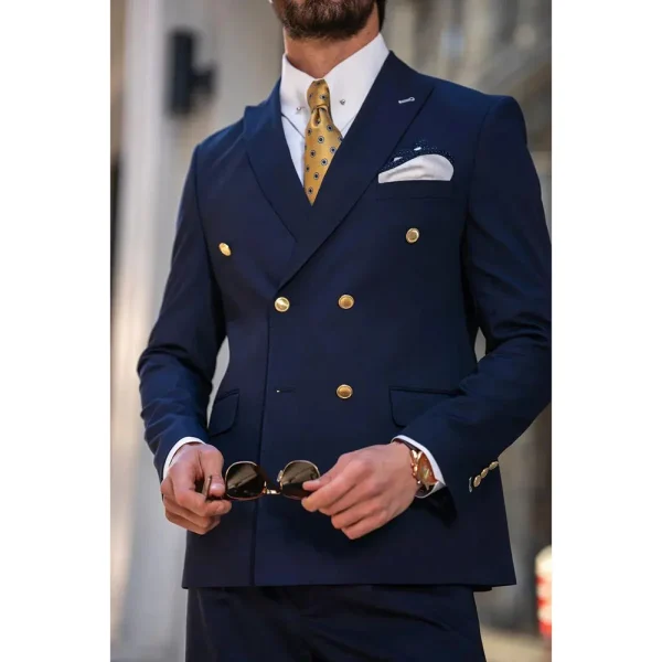 Best Men's Wedding Blazer Suits for 2025 Double-breasted, peak-lapel, two-piece jacket and pants sets, premium men's apparel Terno - Image 3
