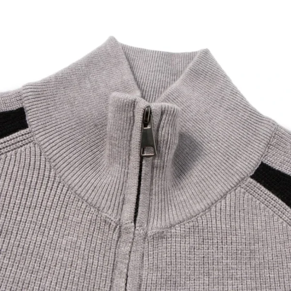 Half-high collar knitted cardigan, zipper men's autumn and winter warm long-sleeved sweater daily loose casual knit jacket - Image 3