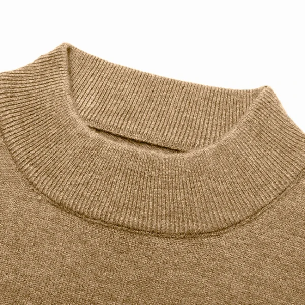 Slim-fitting, half-high collar Men's everyday casual long-sleeved T-shirt in a basic solid color that is warm for fall and winter. - Image 3