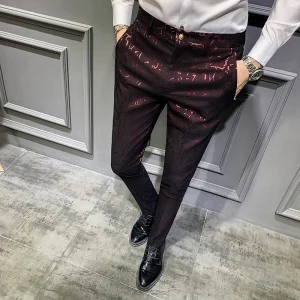 Traditional Jacquard Suit Trousers for Men's Social Trousers, Slim, Business Casual, Formal, Office, and Spring 2022